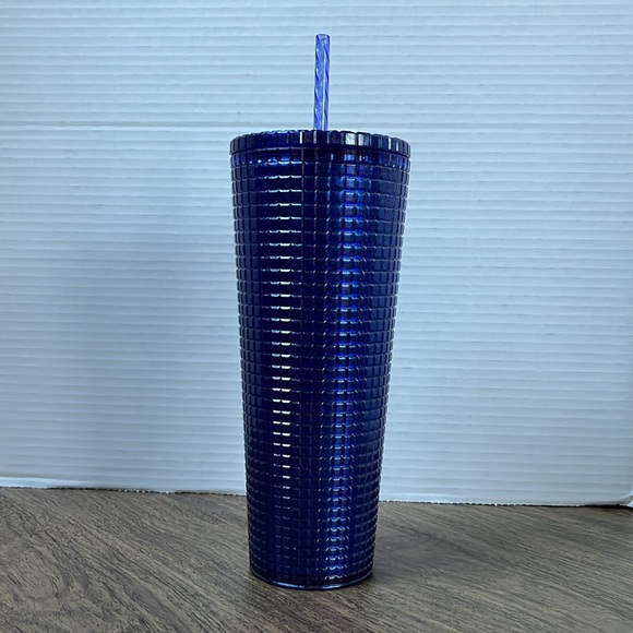 NWT Starbucks Blueberry Venti Cup ‘Cobalt Blue Pearl Grid’ Glitter Tumbler - Picture 5 of 12